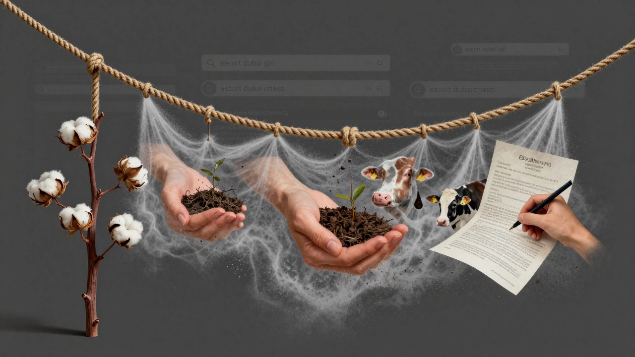 A rope hanging from a tree with ghostly images of Ella&#039;s work and modern search terms fading into dust.